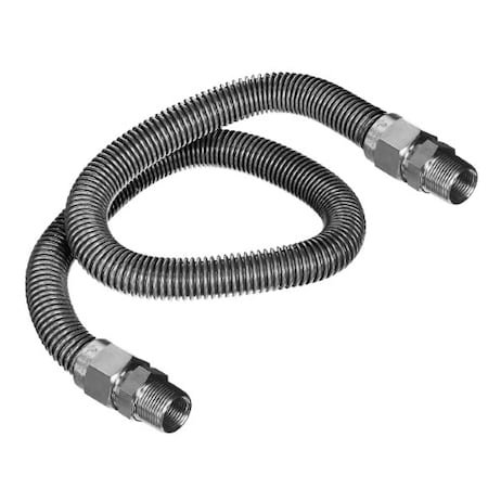 Flextron Gas Line Hose 5/8'' O.D. x 72'' Length with 3/4 in MIP Fittings, Stainless Steel Flexible Connector FTGC-SS12-72N